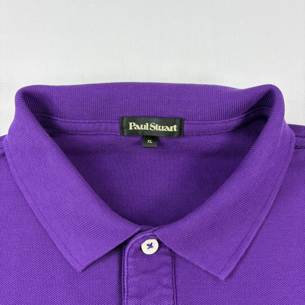 Paul Stuart Polo Shirt Men XL Purple Slim Fit Pima Cotton Stretch Preppy - Picture 5 of 10